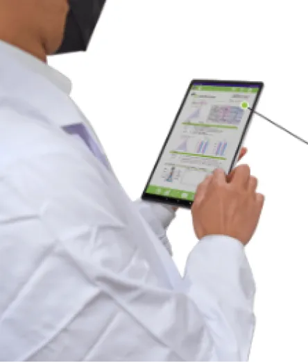 データが連動しタブレットに計測結果を表示
