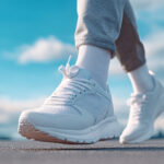 Close-Up of Running Shoes in Motion – Sporty Lifestyle and Fitness Walking