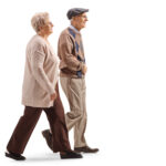 Senior husband and wife walking
